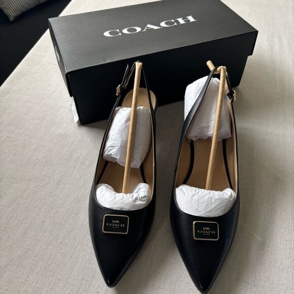 Coach Jillian Slingback Heels Black Leather - Picture 5 of 9